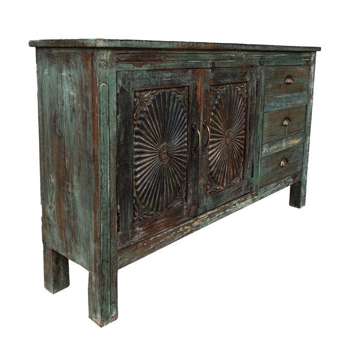 Distressed Blue Sideboard - Made of Teak and Mango Wood