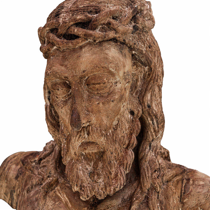 Bust Of Christ Head Wooden Statue With Pillar