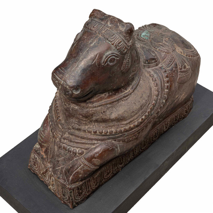 Copper Nandi Statue With Base