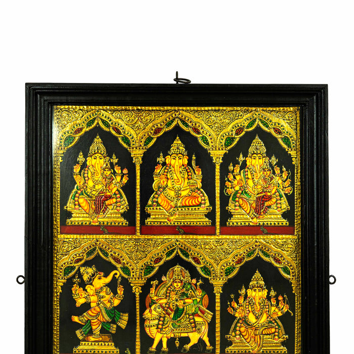 Tanjore Painting Teak with Ashta Ganesha