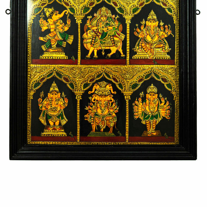 Tanjore Painting Teak with Ashta Ganesha