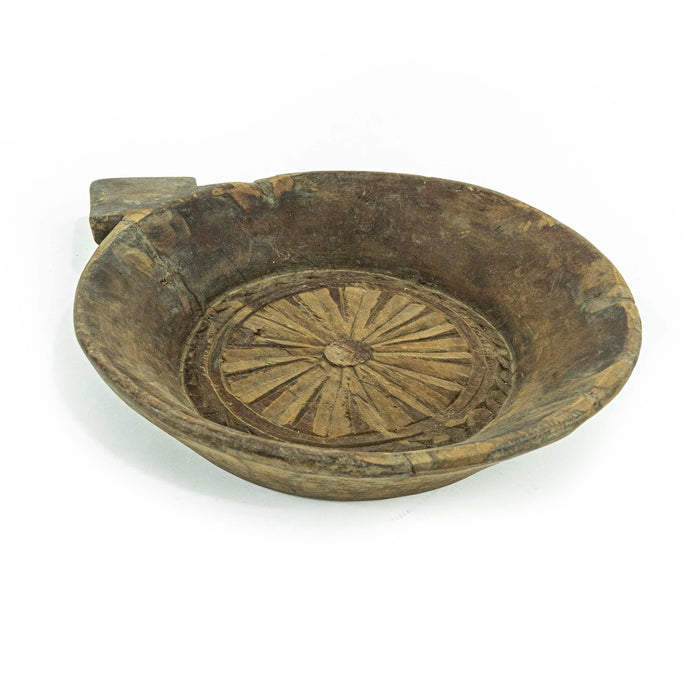 Sphatika Teak Wood Carved Tray Plate