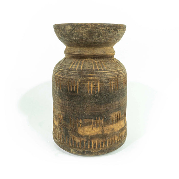 Old Wood Pot Carved