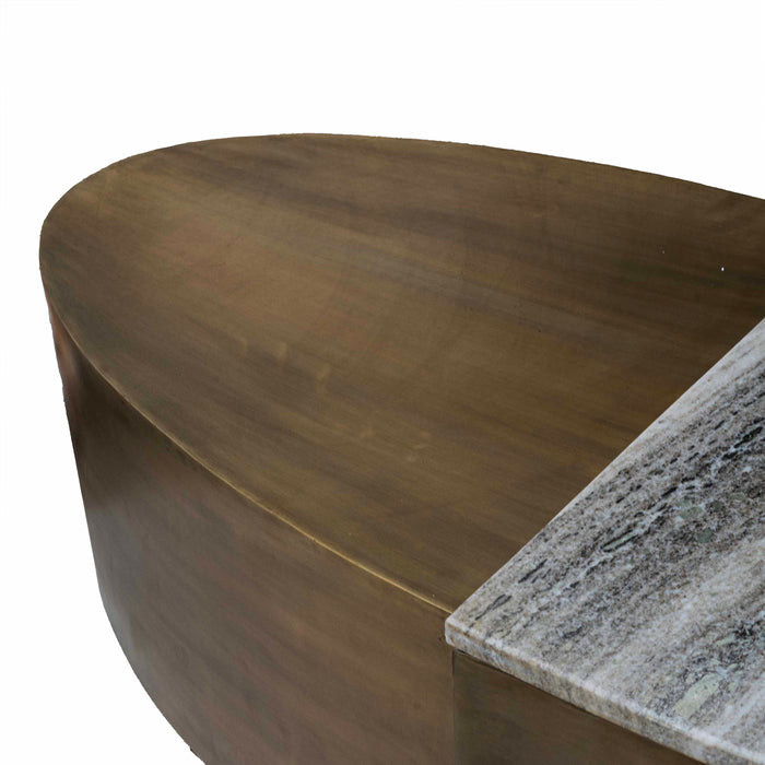 Nabirye Marble With Brass Antique Coffee Table