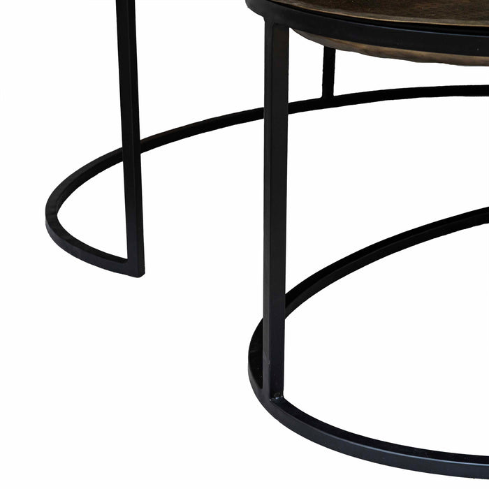 Anuli Marble With Brass Antique Coffee Table (Set of 2)