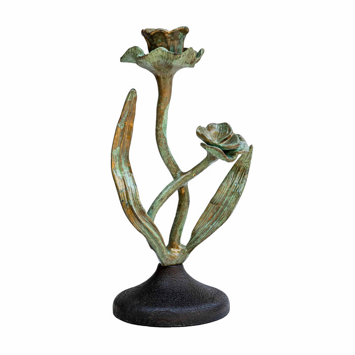 Aynur Cast Blue and Green Patina With Wlnut Wooden Base