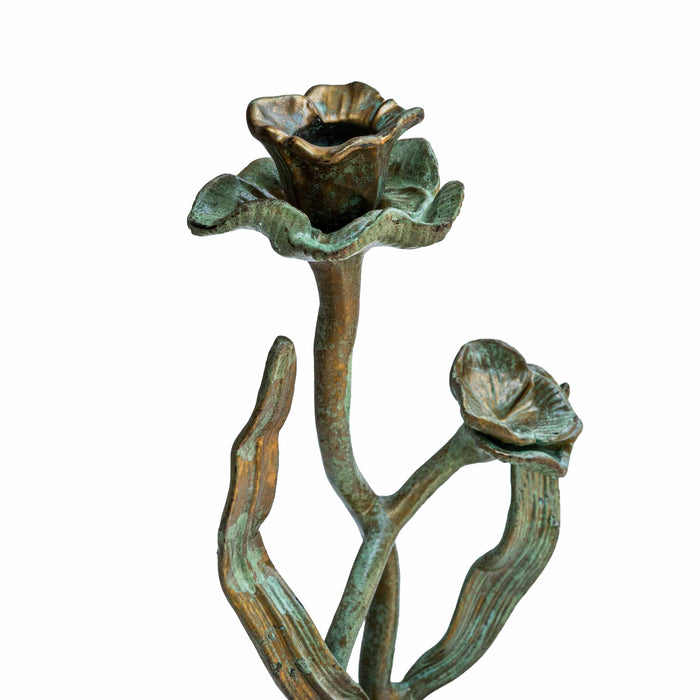 Aynur Cast Blue and Green Patina With Wlnut Wooden Base