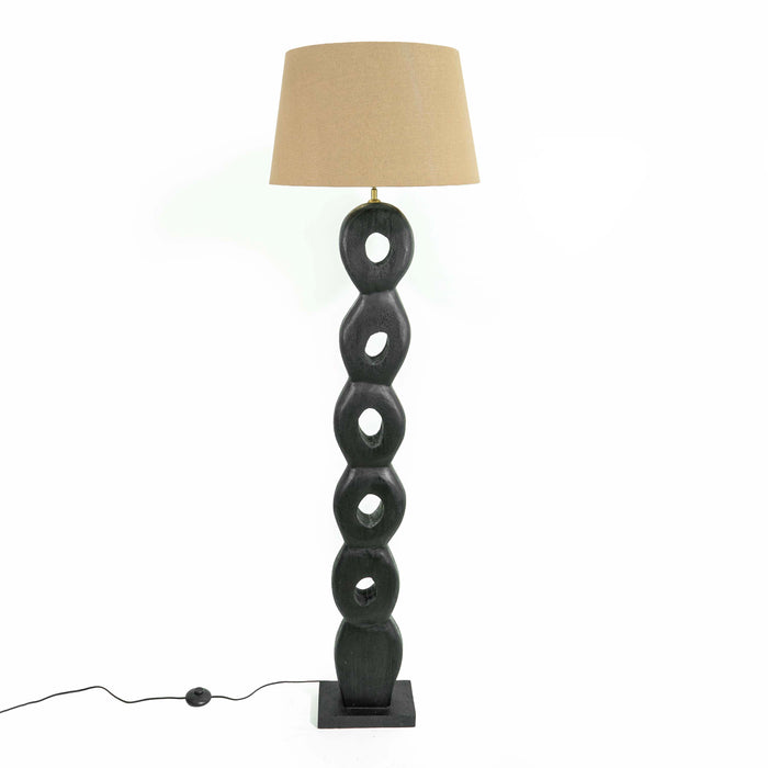 Scriya Wooden Floor Lamp With Rusty Rose Shade