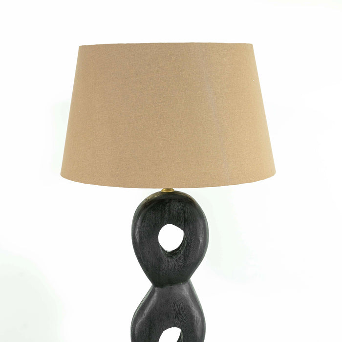 Scriya Wooden Floor Lamp With Rusty Rose Shade