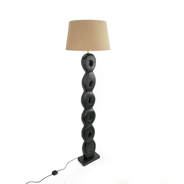 Scriya Wooden Floor Lamp With Rusty Rose Shade