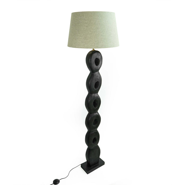 Scriya Wooden Floor Lamp With Beige Shade