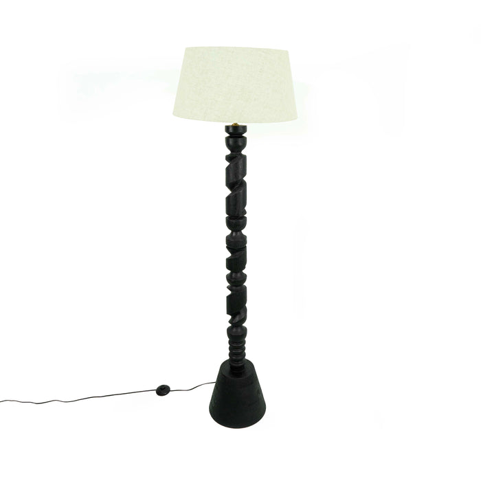 Arza Wooden Floor Lamp With Beige Shade