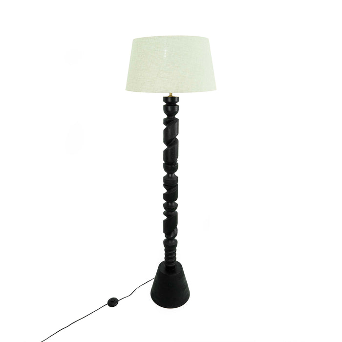 Arza Wooden Floor Lamp With Beige Shade