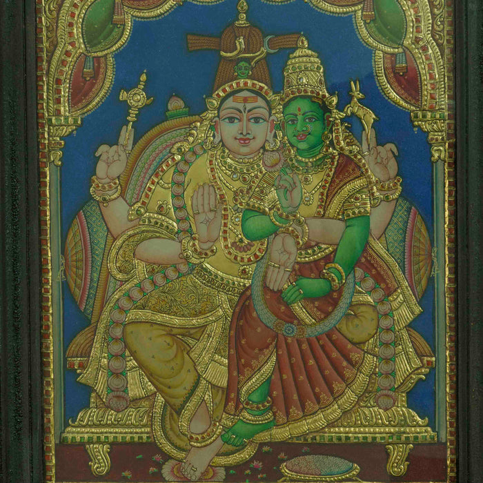 Siva Parvathy Tanjore Painting