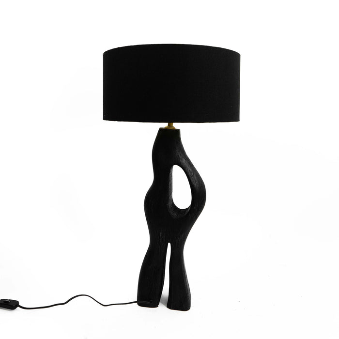 Sra Wooden Table Lamp With Black Shade