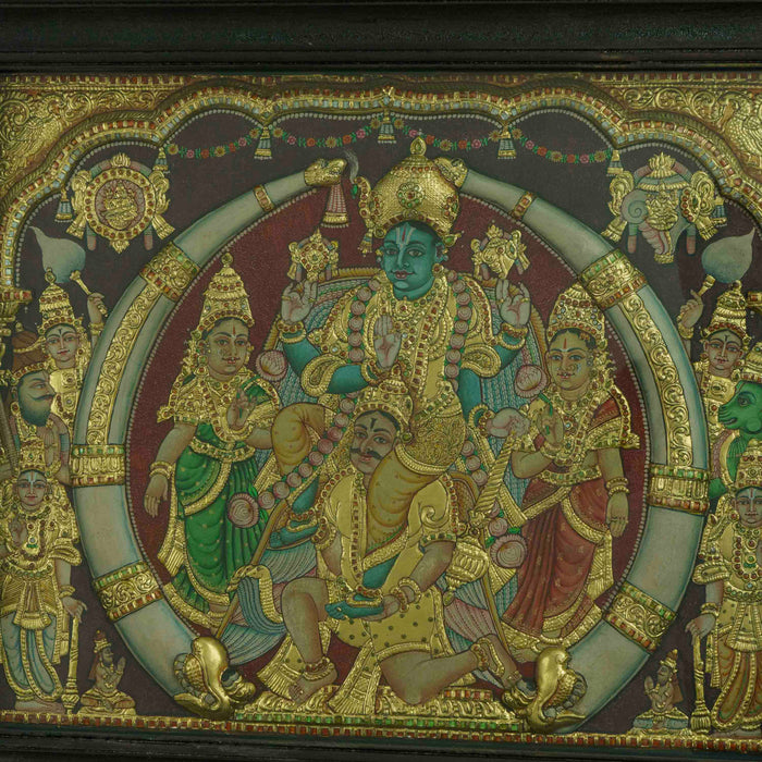 Vishnu Semi Embossed Concept Tanjore Painting