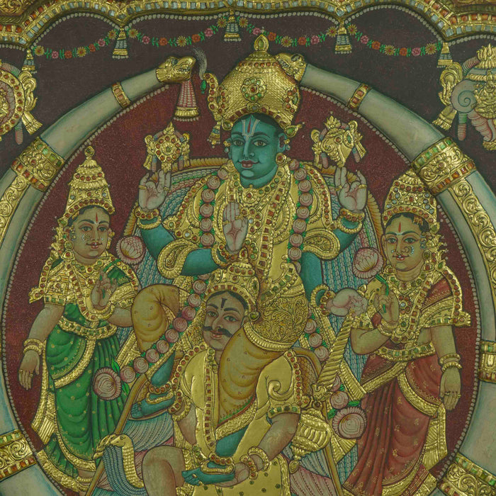 Vishnu Semi Embossed Concept Tanjore Painting