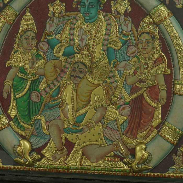 Vishnu Semi Embossed Concept Tanjore Painting