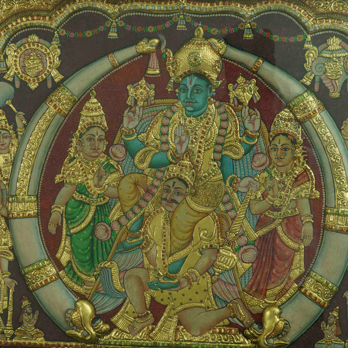 Vishnu Semi Embossed Concept Tanjore Painting