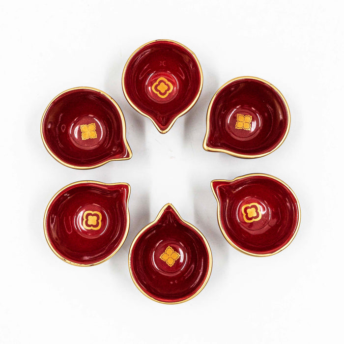 Nera Saaki Burgundy Diya (Set of 6)