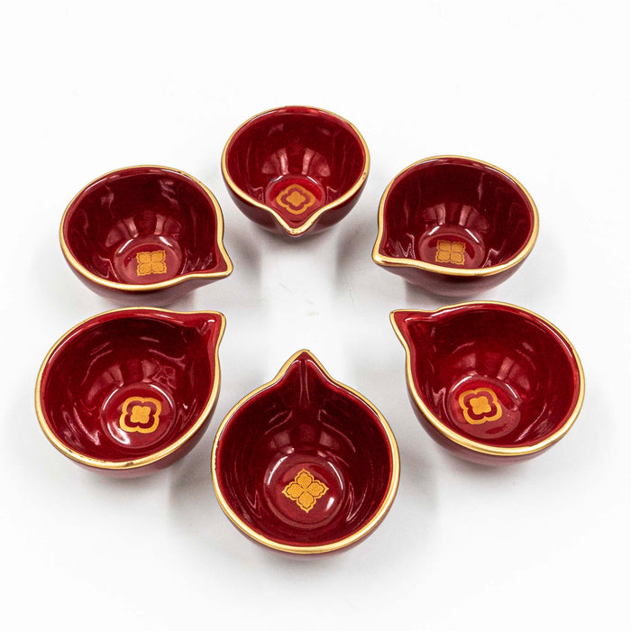 Nera Saaki Burgundy Diya (Set of 6)