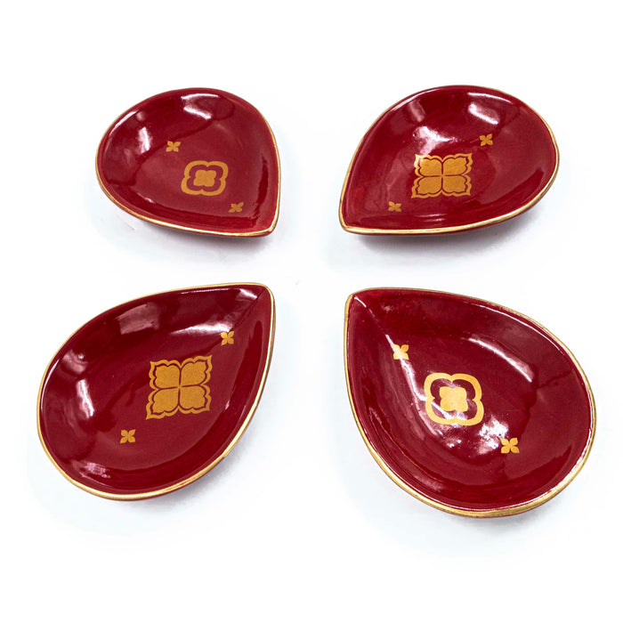 Nera Saaki Burgundy Diya (Set of 4)