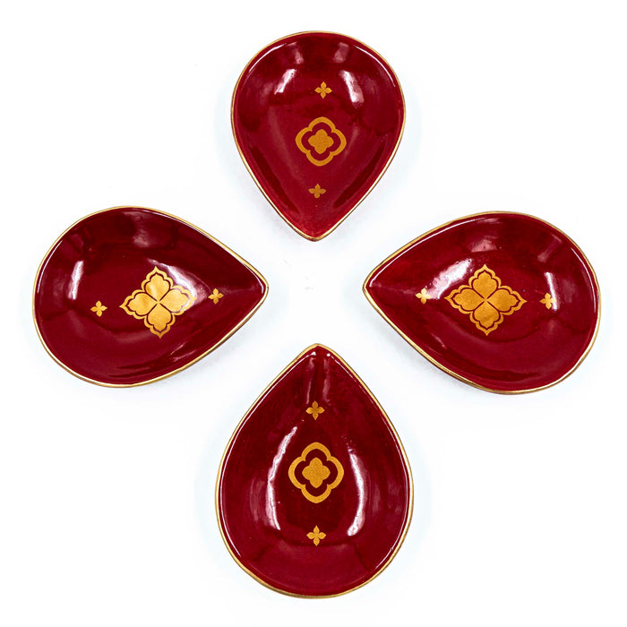 Nera Saaki Burgundy Diya (Set of 4)