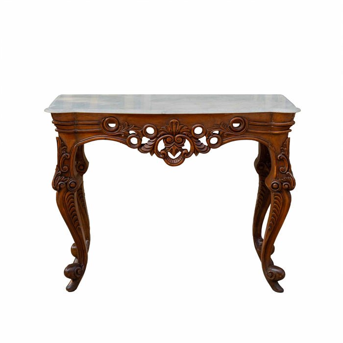 Afsaana Teak And Marble Wooden Console Table