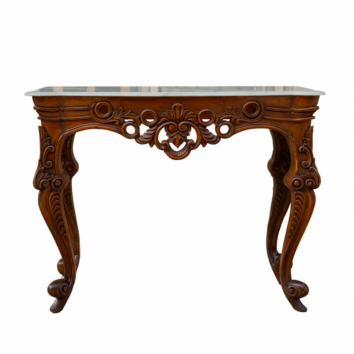 Afsaana Teak And Marble Wooden Console Table