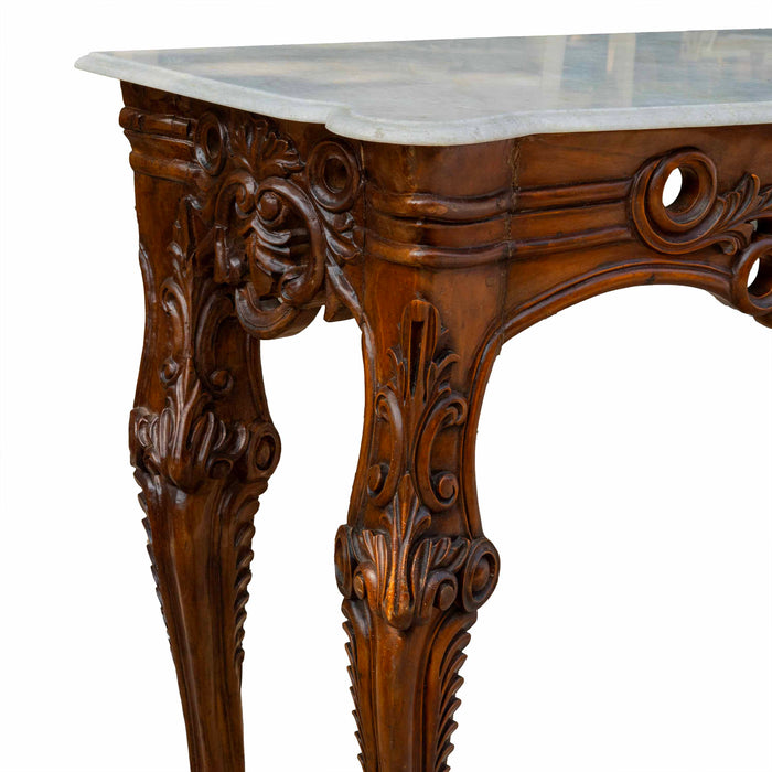 Afsaana Teak And Marble Wooden Console Table