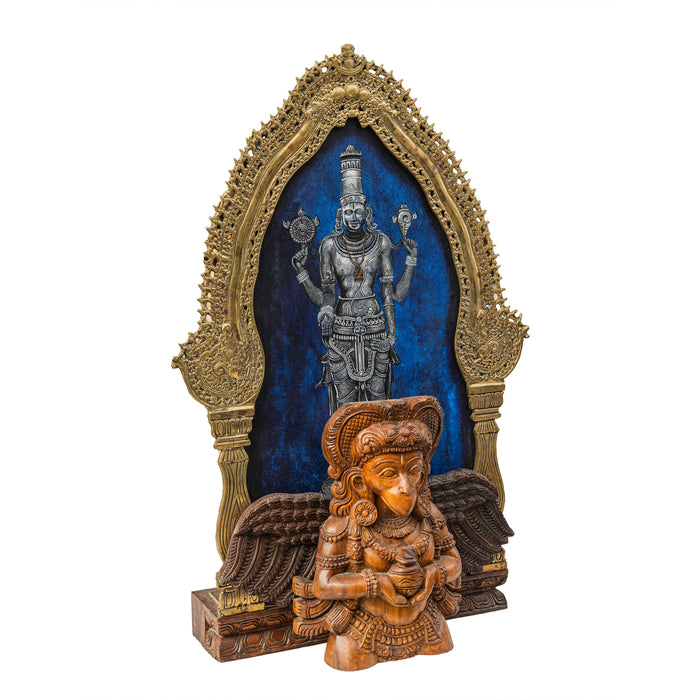 Narayana With Wooden Garuda In Brass Prabhavali