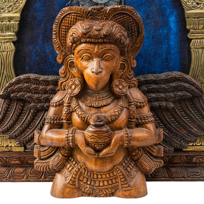 Narayana With Wooden Garuda In Brass Prabhavali