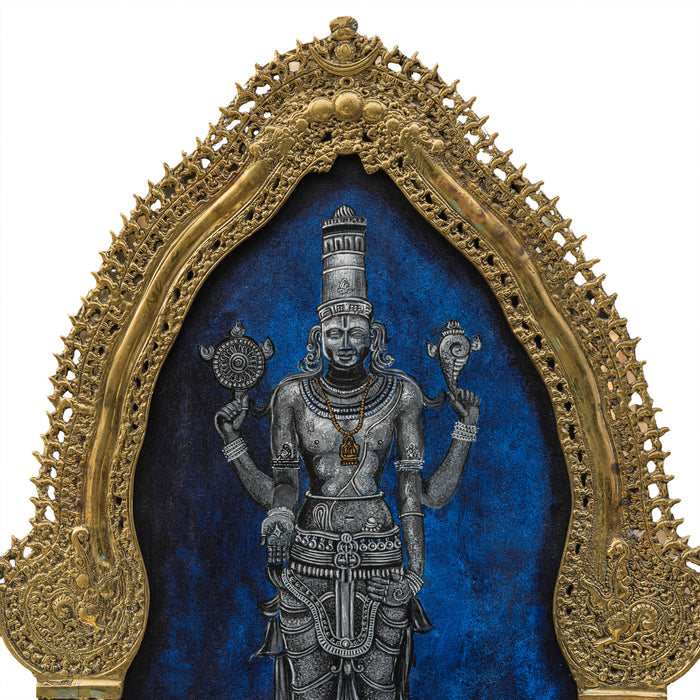 Narayana With Wooden Garuda In Brass Prabhavali