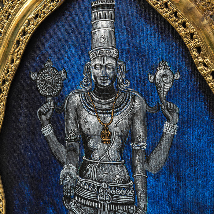 Narayana With Wooden Garuda In Brass Prabhavali