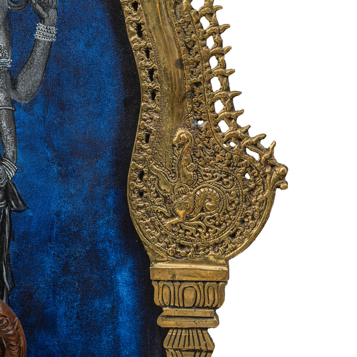 Narayana With Wooden Garuda In Brass Prabhavali