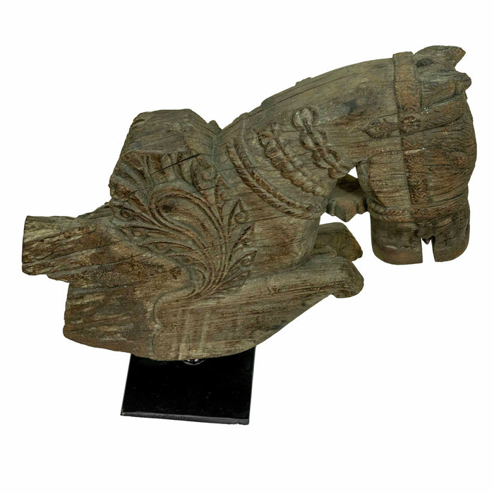 Aashir Horse Teak Wooden On Iron Stand