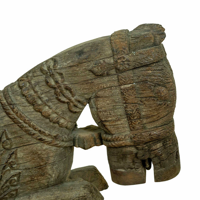 Aashir Horse Teak Wooden On Iron Stand