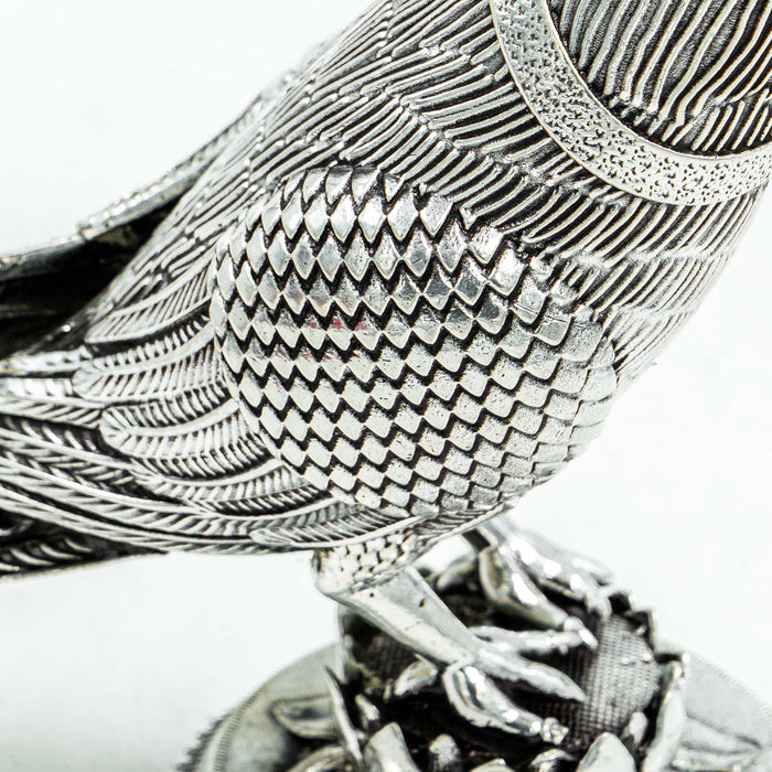 Brass Parrot Adorned in Antique Silver