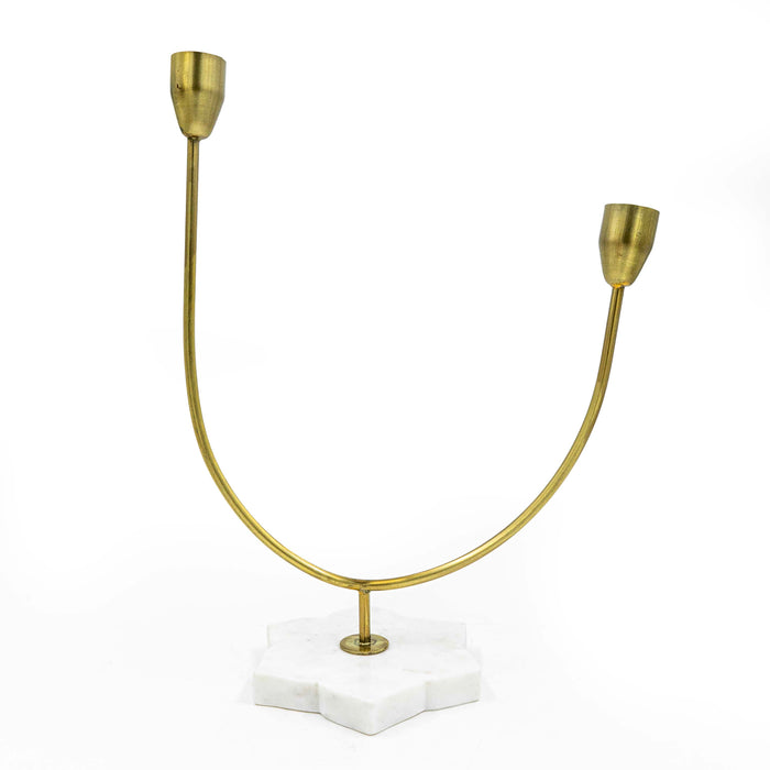 Akula Tappered Metal Board Candle Stand - Marble Base