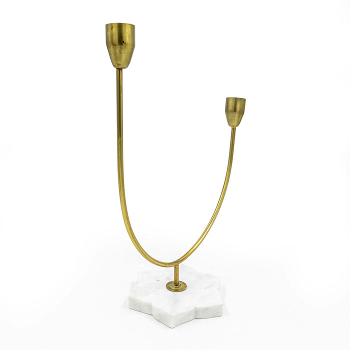 Akula Tappered Metal Board Candle Stand - Marble Base