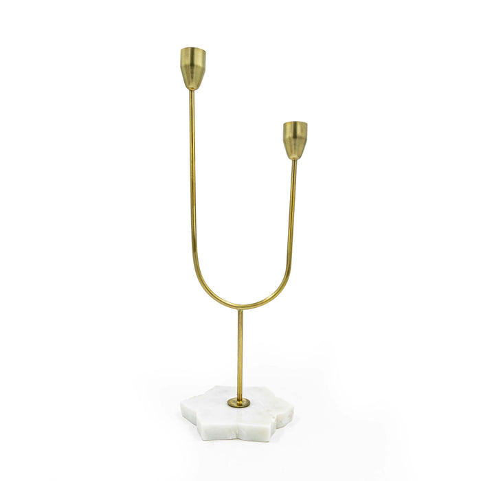 Akula Tappered Lean Metal Candle Stand - Marble Base