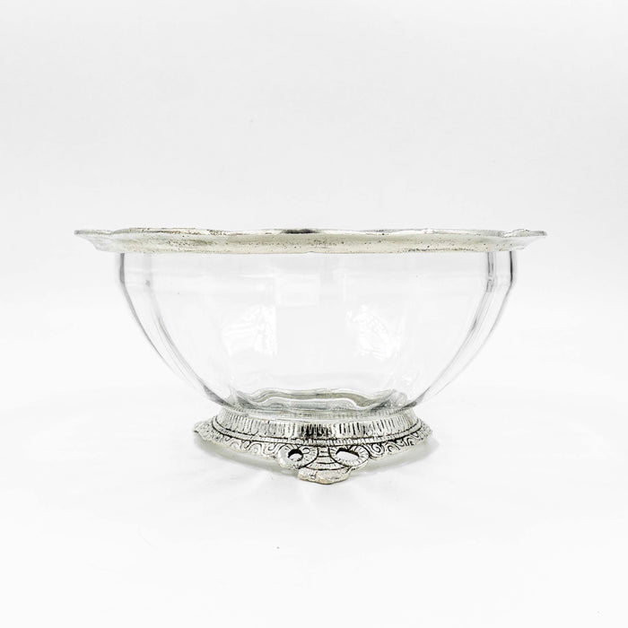 Zira Aluminum Glass Bowl - Silver finish