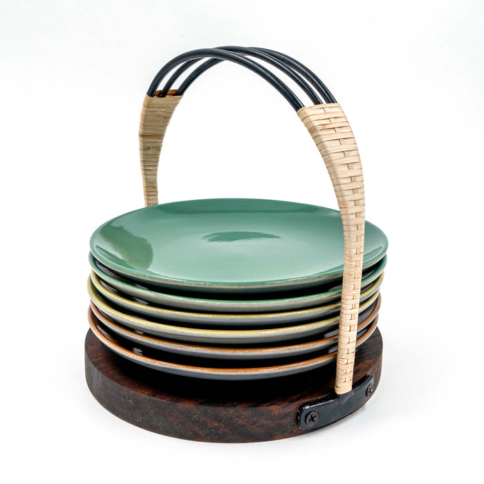 Quarter Plates with Caddy - Peacock