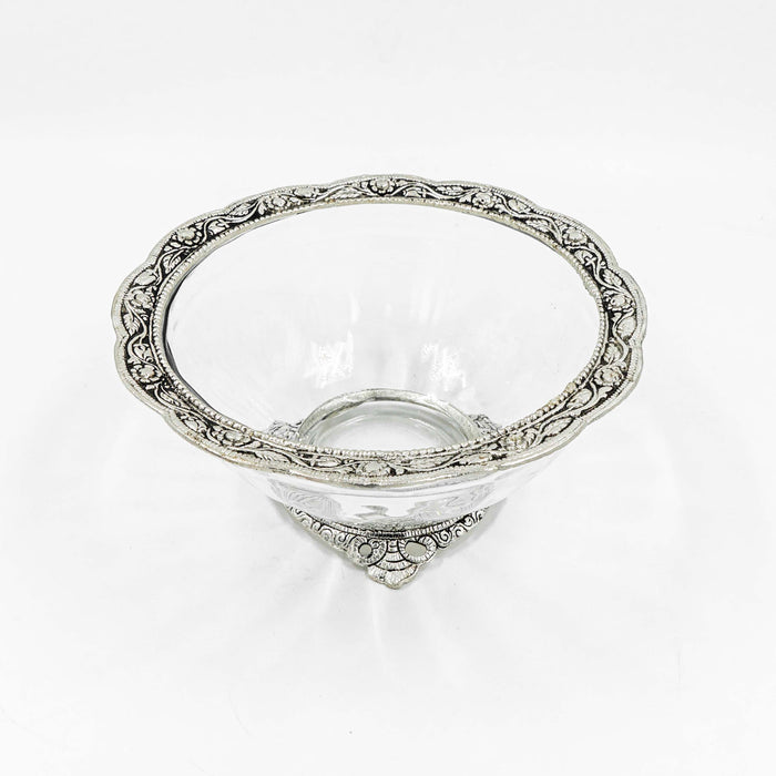 Zira Aluminum Glass Bowl - Silver finish