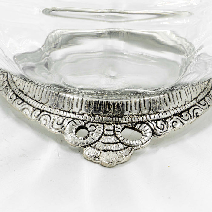 Zira Aluminum Glass Bowl - Silver finish