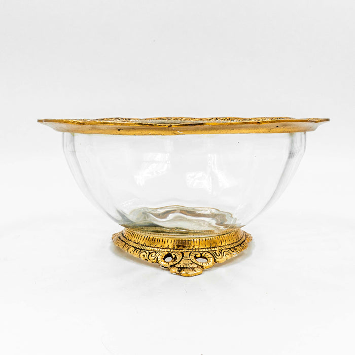 Zira Aluminum Glass Bowl - Antique Brass finish