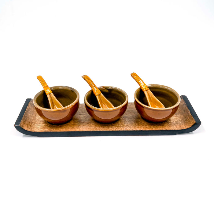 Condiment Set Amber - Olive