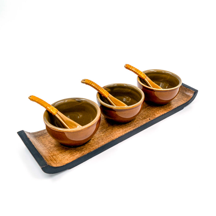 Condiment Set Amber - Olive