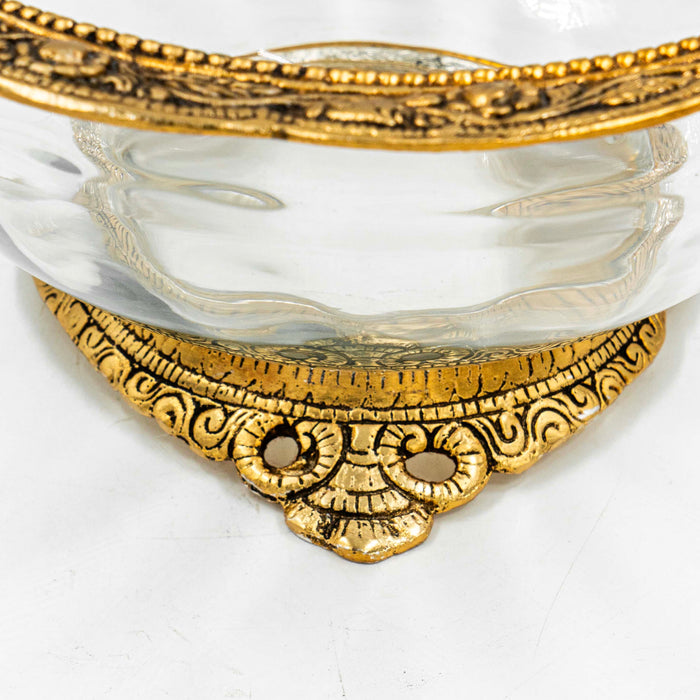 Zira Aluminum Glass Bowl - Antique Brass finish