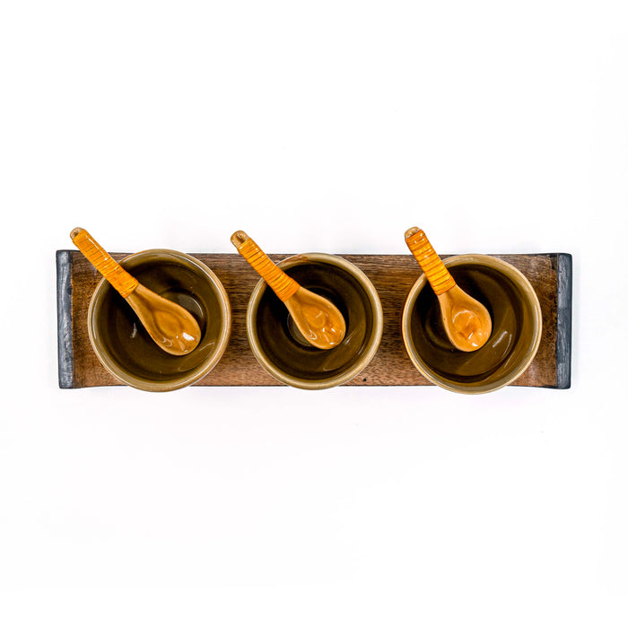 Condiment Set Amber - Olive